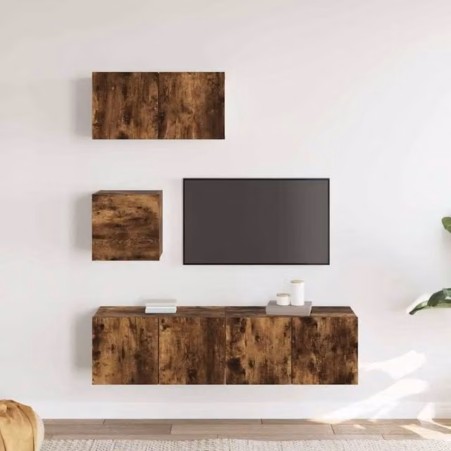 Berkfield Home Classic 4 Piece TV Cabinet Set in Smoked Oak Brown Engineered Wood