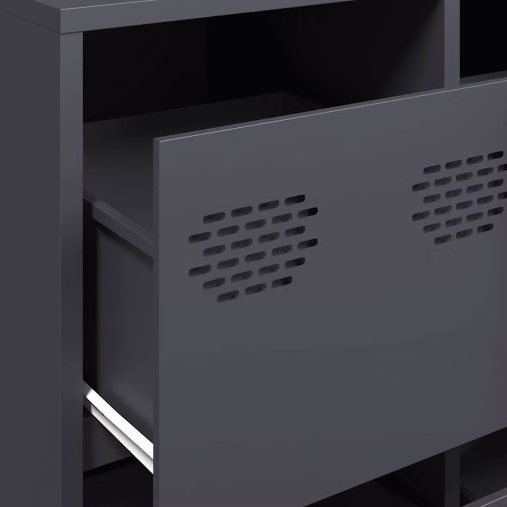 Berkfield Home Anthracite Industrial Sideboard in Matt Dark Grey Metal, W/D/H: 135 x 39 x 103.5 cm – 4