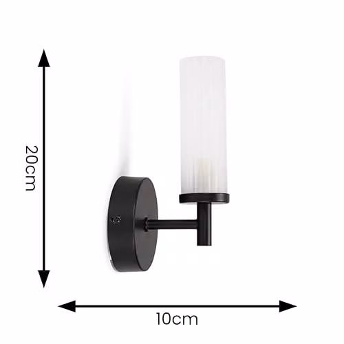 ValueLights Canya Modern Black IP44 Rated Bathroom Wall Light with Glass Shade – 3