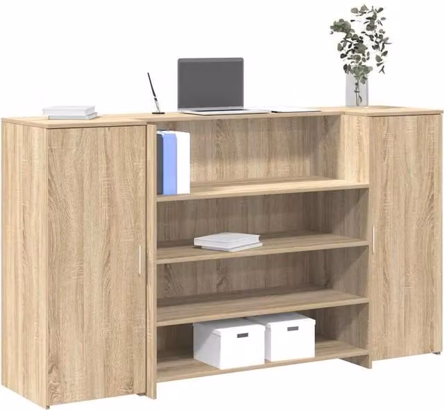 Berkfield Home Sonoma Oak Reception Desk in Brown, W/D/H: 180 x 50 x 103.5 cm