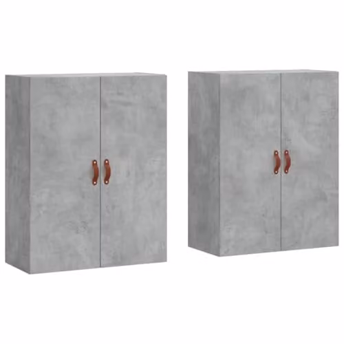 vidaXL Set of 2 Wall Mounted Cabinets in Matt Concrete Grey, W/D/H: 69.5 x 34 x 90 cm