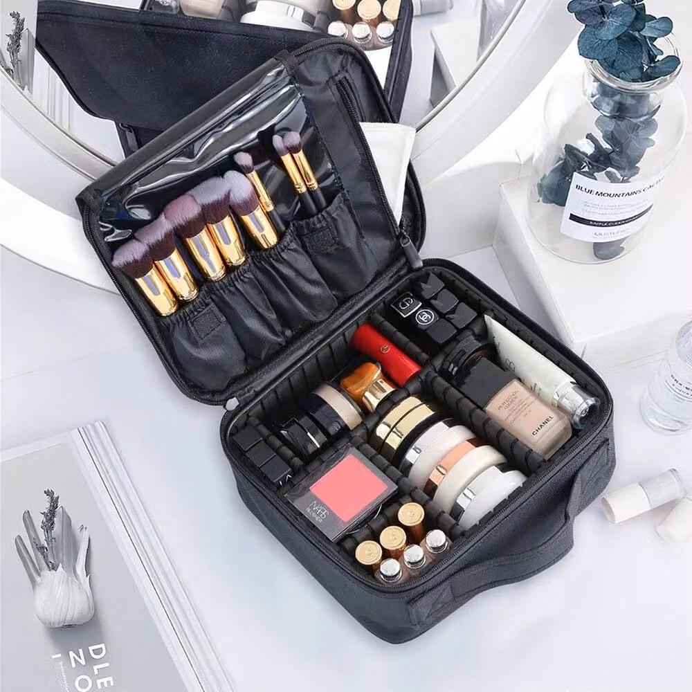 EONLION Extra Large Make Up Vanity Case Storage Box in Black, W/D/H: 50 x 50 x 50 cm – 4