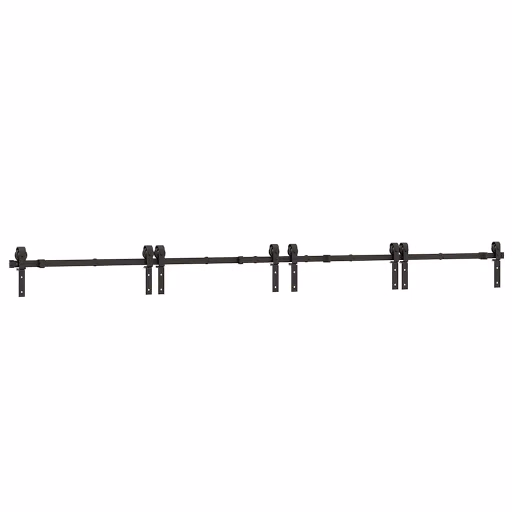 Berkfield Home Matt Black Steel Sliding Door Hardware Kit
