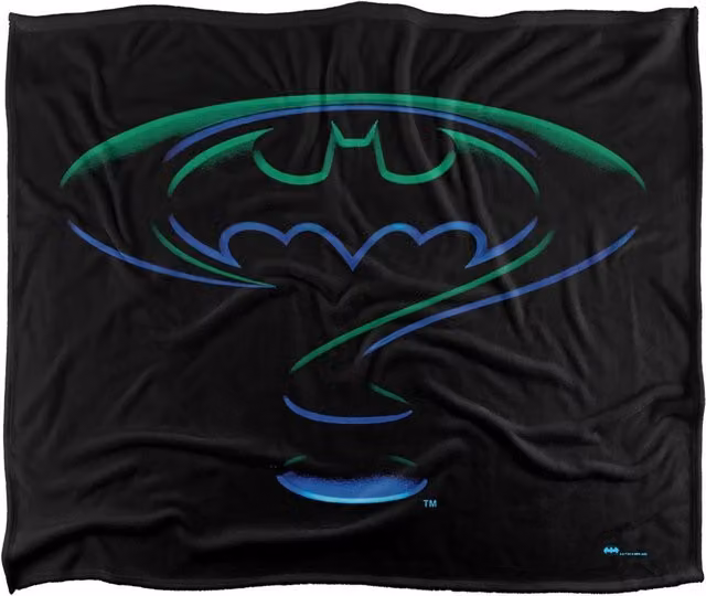 Batman Forever Logo Super Soft Silky Touch Throw Blanket, White and Black, W: 152 cm, D: 127 cm