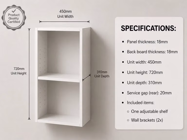 Cheap Furniture Warehouse White Matt Kitchen Wall Unit with Internal Shelves and Open Shelf Doors