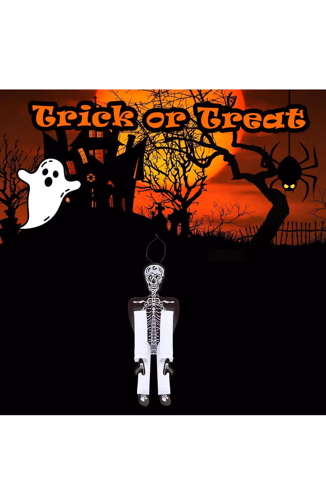VFM e-Store White Hanging Skeleton Halloween Decoration, 90 cm – 3