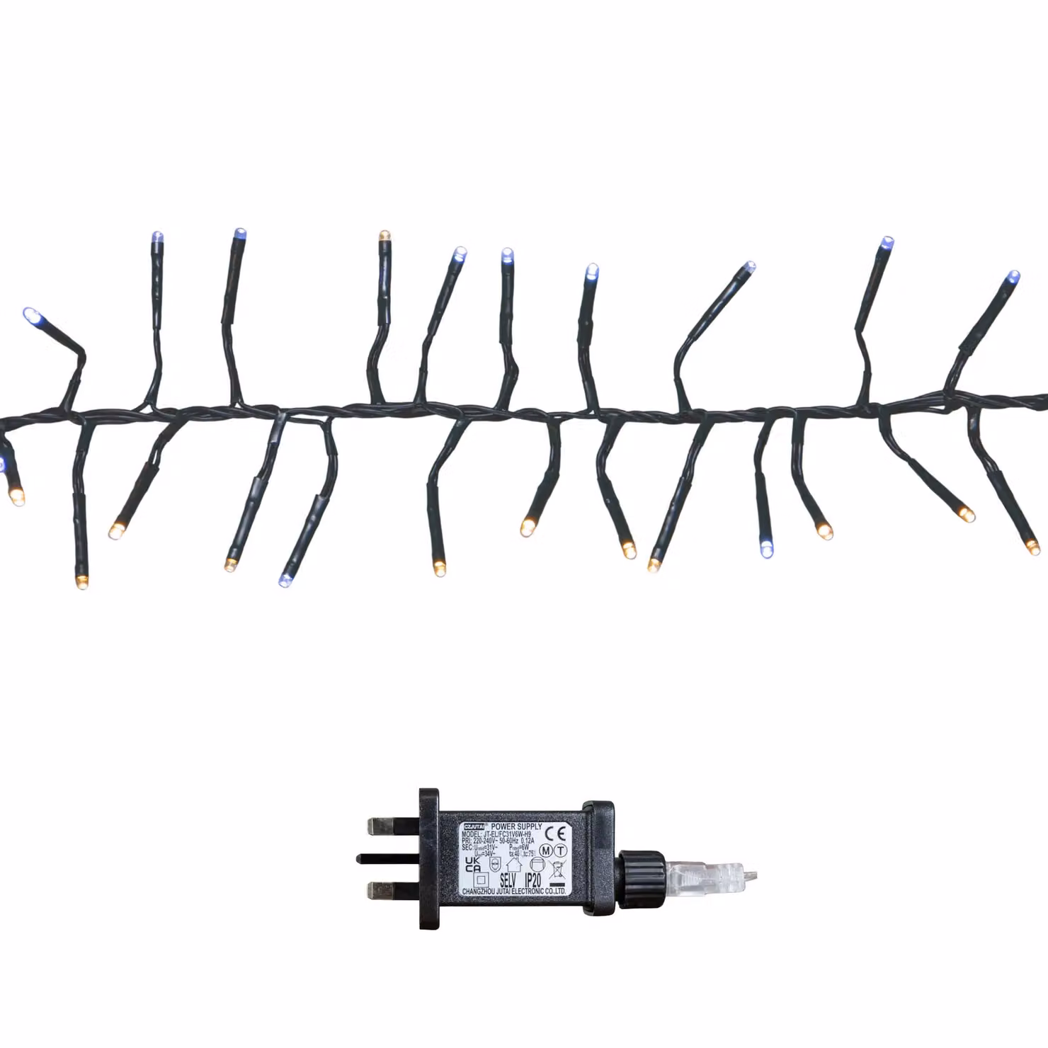 Samuel Alexander 25m LED Christmas Cluster String Lights with Timer in White and Warm White – 2