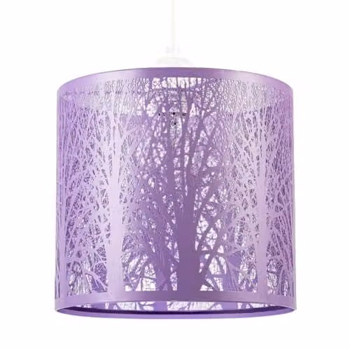 Happy Homewares Lavender Lilac Metal Forest Design Pendant Shade in Purple and Multicolour – 1