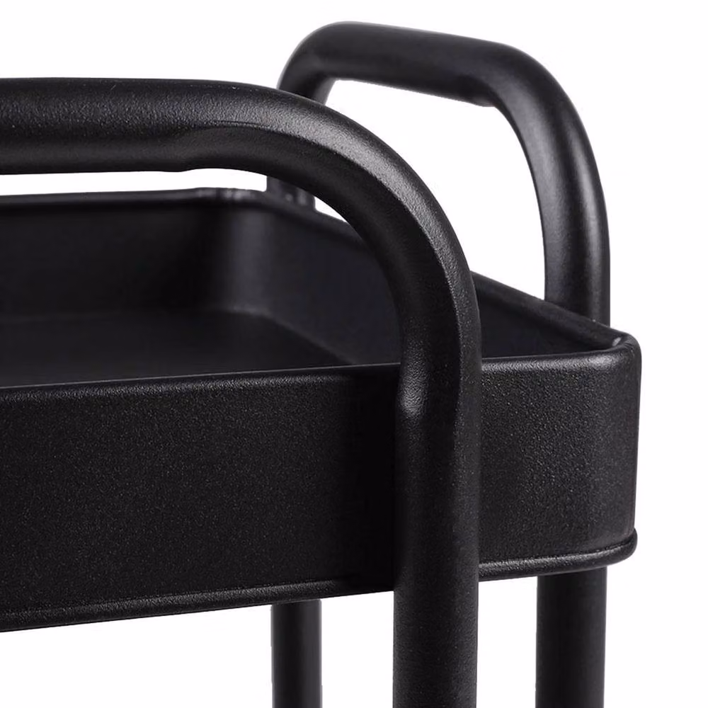 Garden Sanctuary 4-Tier Metal Kitchen and Balcony Storage Rack with Wheels in Matt Black – 7