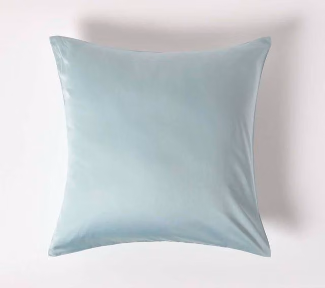 Homescapes Mako Sateen Combed Cotton Continental Pillowcase, Blue, 60 x 60 cm