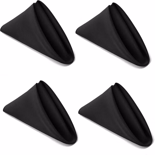 Gr8 Home Set of 4 Black Polyester Square Napkins