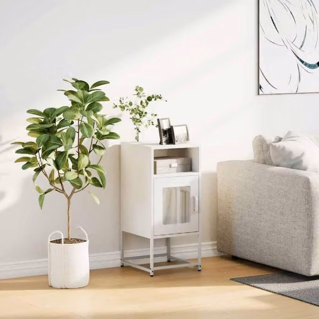 Berkfield Home Elegant Bedside Cabinet in White, W/D/H: 36 x 39 x 78 cm