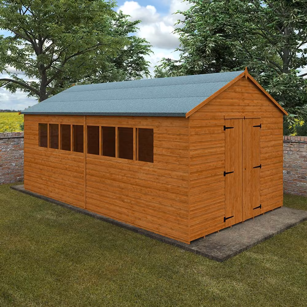 Buttercup Farm XL Workshop 12mm Wood Shed in Burnt Orange and Grey, W295 x D535 x H268.5 cm – 2