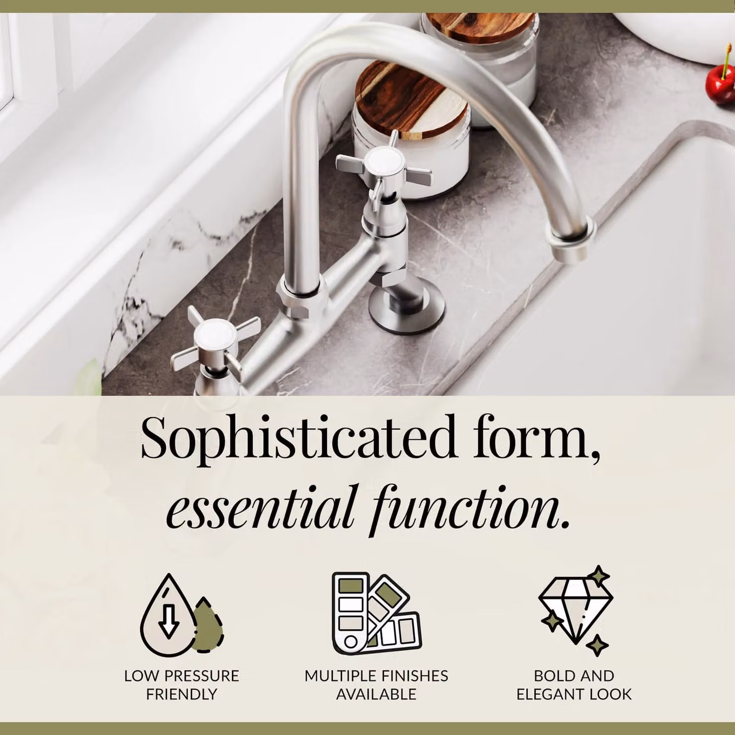 Balterley Traditional Two Handle Kitchen Bridge Sink Mixer Tap in Brushed Nickel – 3