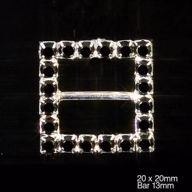 Syntego Pack of 10 Elegant Square Black Stone Ribbon Slider Buckles