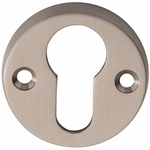 45mm Euro Profile Open Escutcheon Plate in Brushed Silver Satin Nickel for Lever on Rose Door Handles