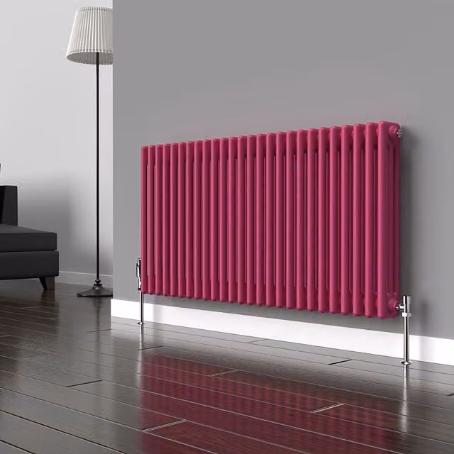 Lux Heat Horizontal 3 Column Steel Radiator in Barbie Pink, H 119 cm x W 60 cm