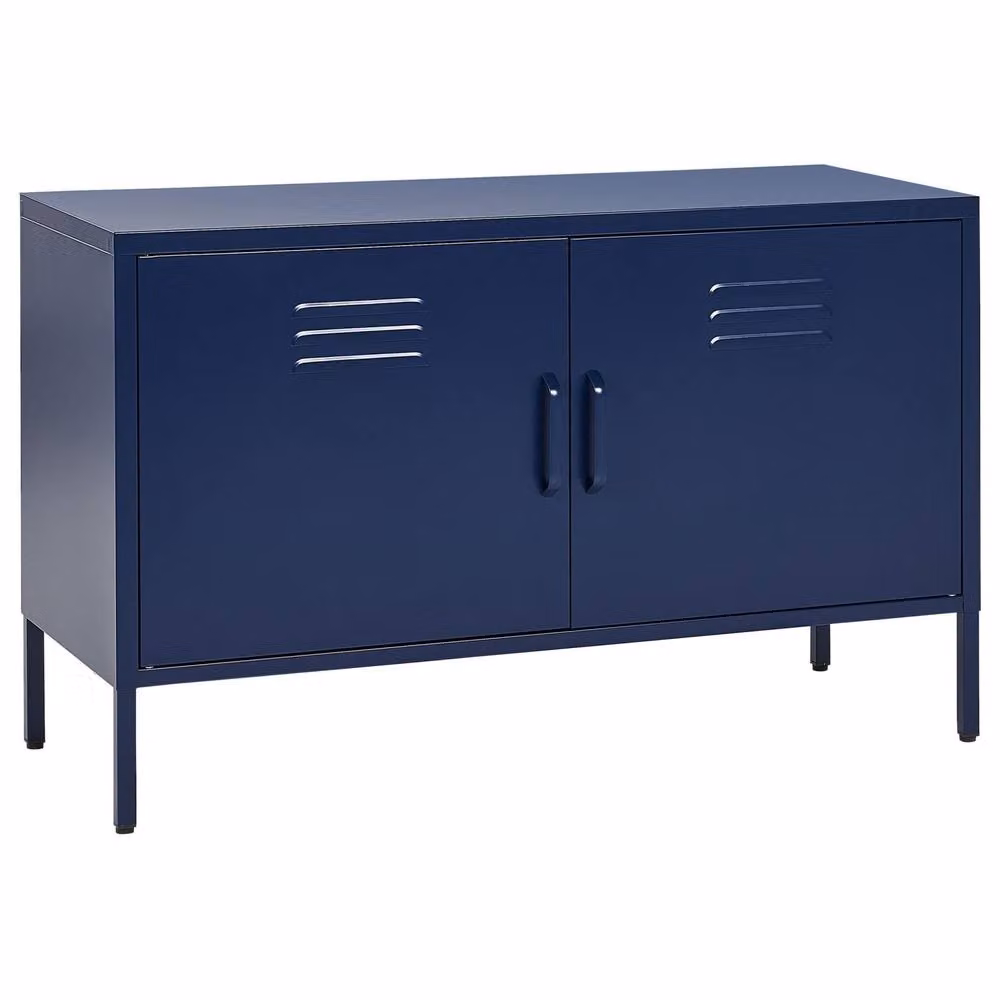Wyld and Coco Blue Metal Industrial Two-Door Sideboard – 2