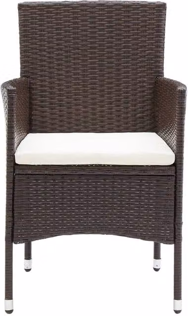 Berkfield Home Modern Garden Dining Chairs, 4 Piece Set, Brown Poly Rattan and Metal, H 84 x W 53 x D 58 cm