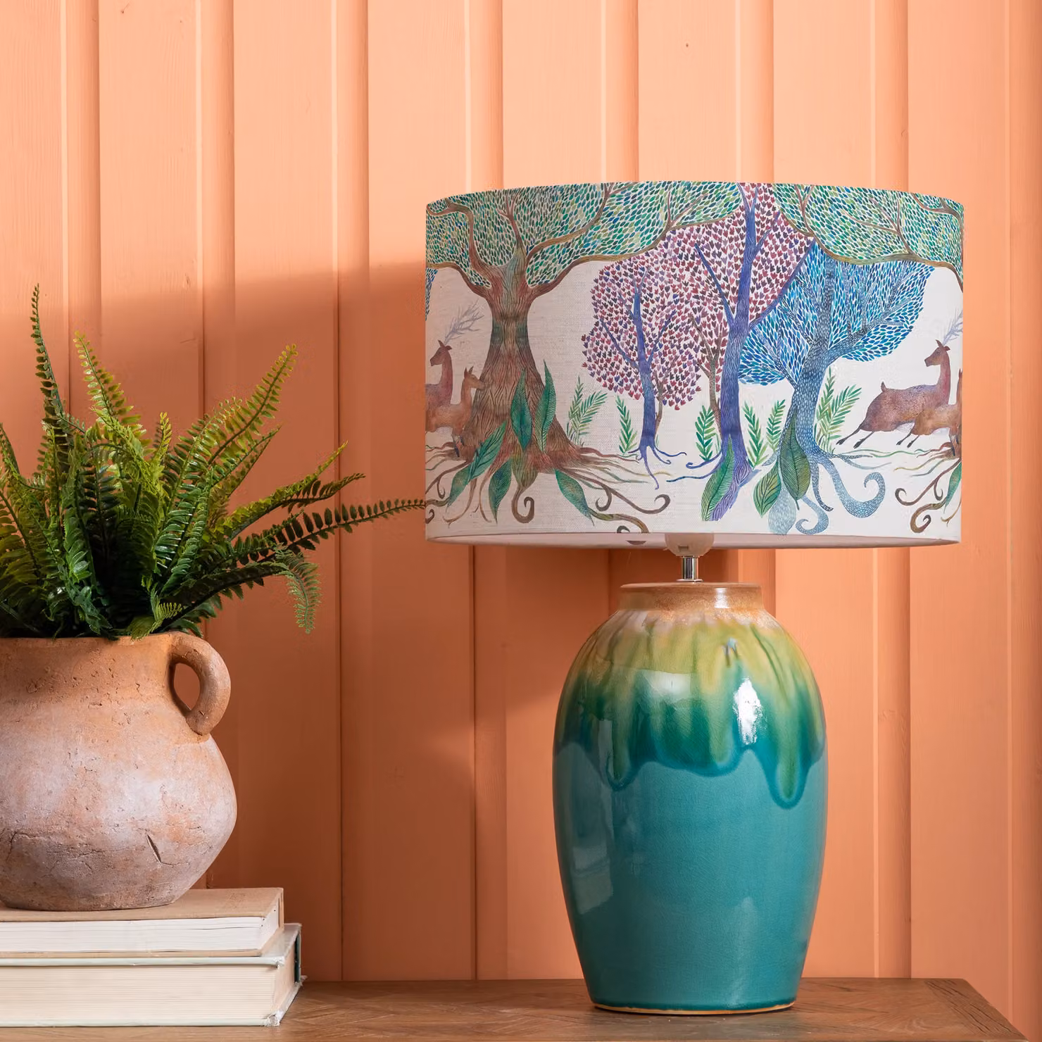 Voyage Maison Eucalypt Ceramic Table Lamp with Willow Woods Eva Fabric Lampshade in Blue and Multicolour – 2