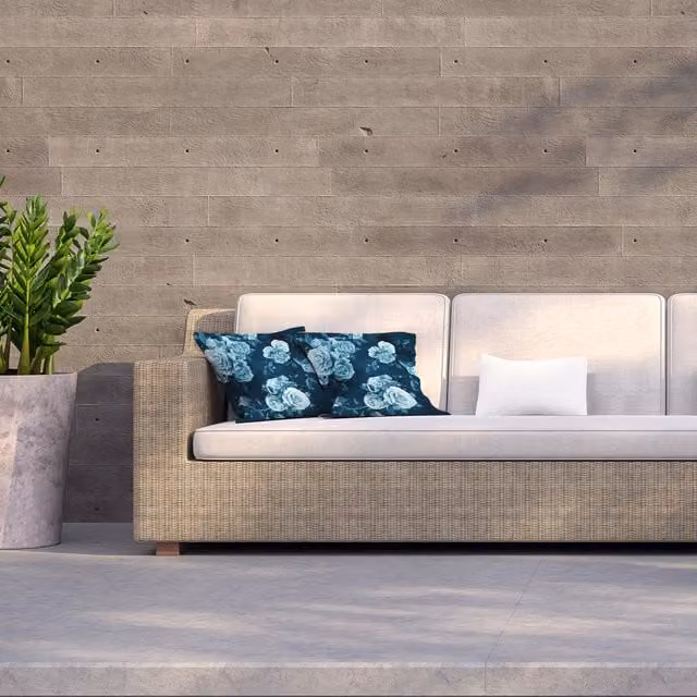 Andrew Lee Roses Peony Blue Square Outdoor Cushion, W/D/H: 60 x 60 x 60 cm