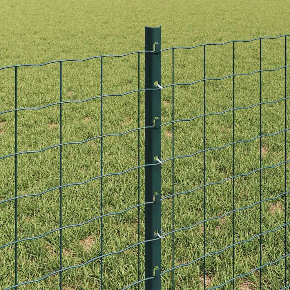 Berkfield Home Green Euro Fence with 5 U Posts, Powder-Coated Steel, W: 10.0 m, H: 0.6 m – 3