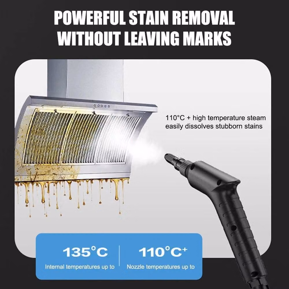 FLAVORA 4000W Portable Handheld Steam Cleaner Machine in Black, H 100 cm x W 15 cm x D 15 cm – 4