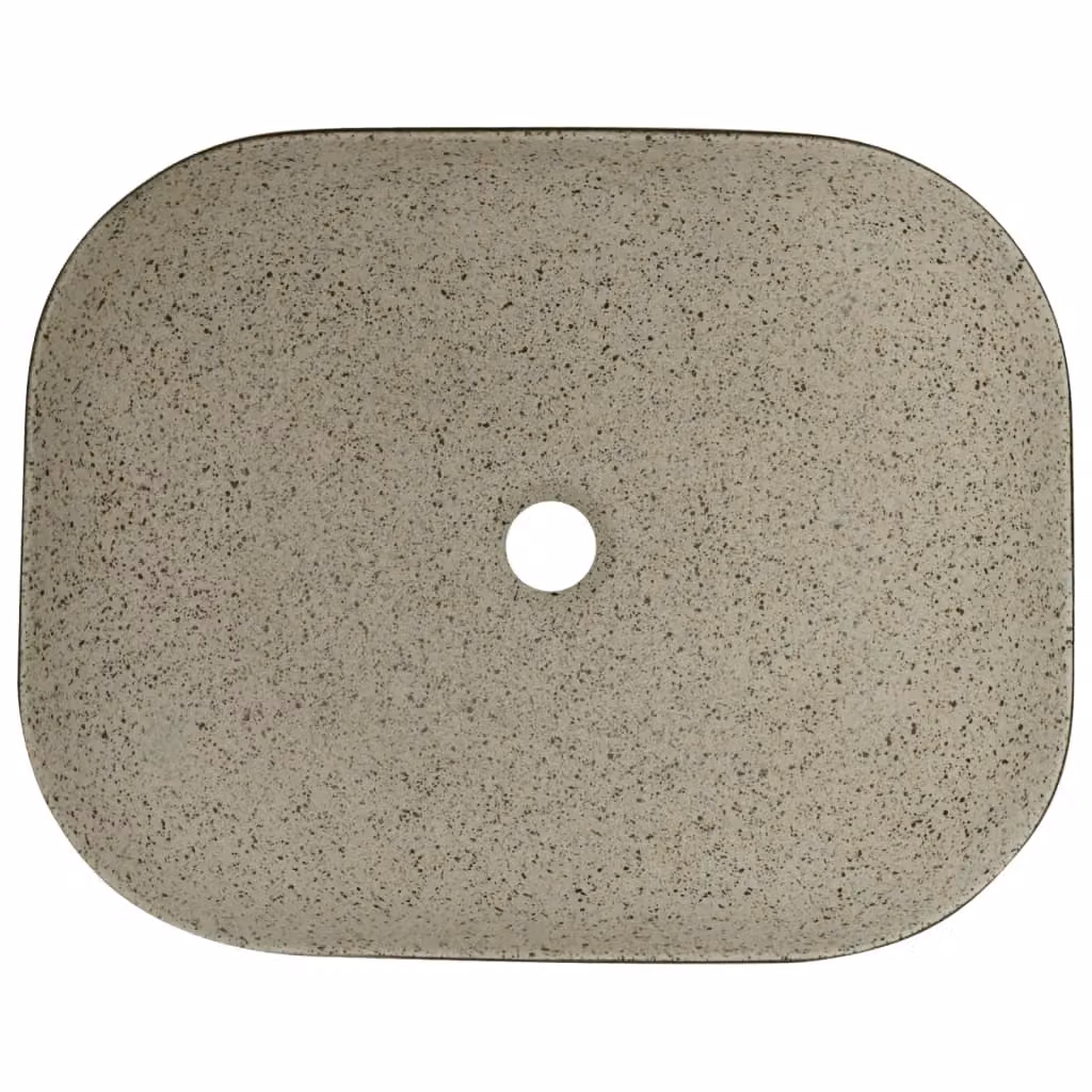 Berkfield Home Rectangular Ceramic Countertop Basin in Grey and Black, W: 48 cm, D: 37.5 cm, H: 13.5 cm – 3