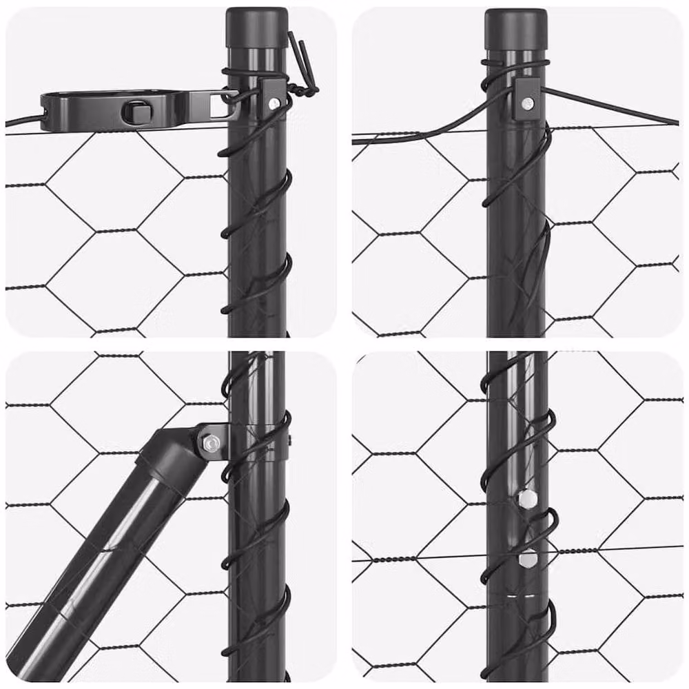 Berkfield Home Grey Powder-Coated Steel Hexagon Fence, W: 150 cm, L: 100 m – 4