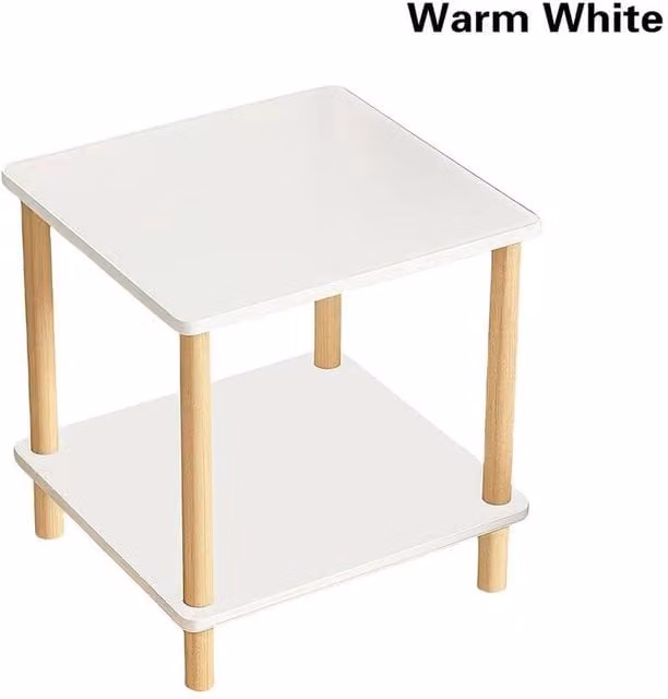 NESTLUNE 2 Tier Small White Side Table and Sofa End Table W/D/H: 100 x 100 x 100 cm – 1