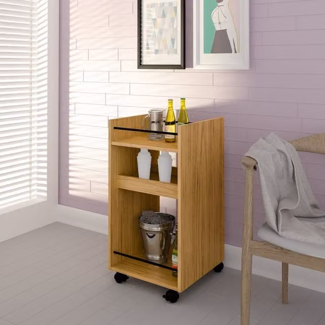 Seconique Naples Serving Cart Side Table in Brown