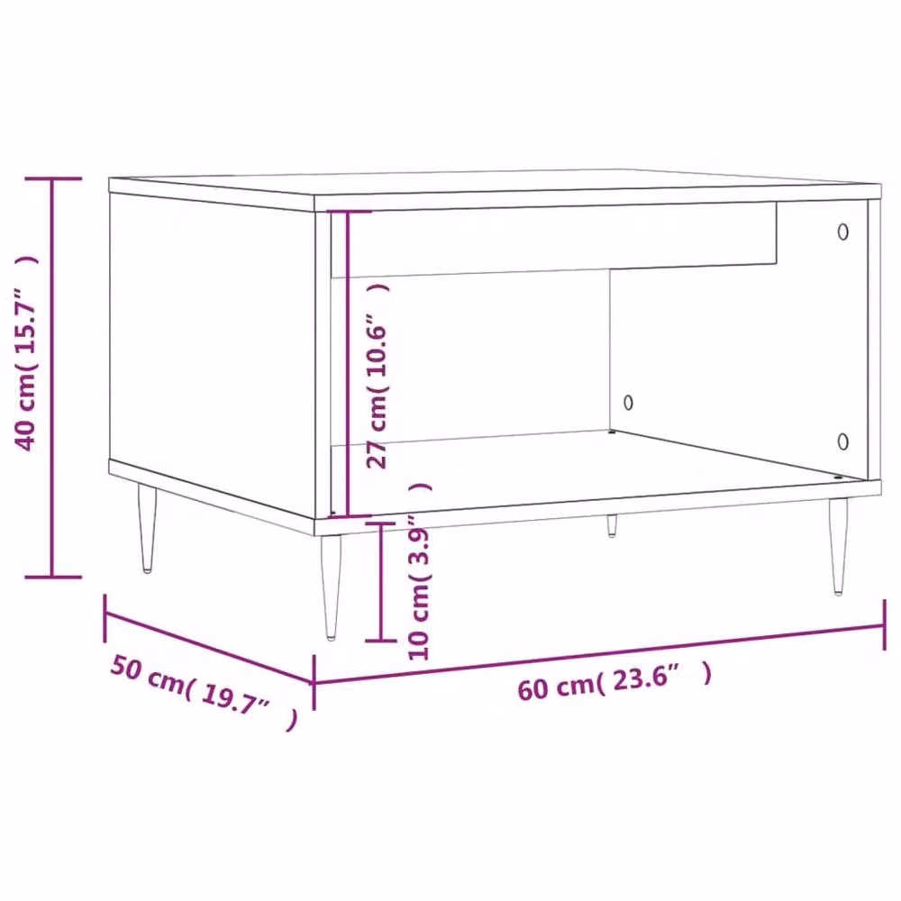 Berkfield Home Smoked Oak Coffee Table in Brown, W: 60 cm, D: 50 cm, H: 40 cm – 6