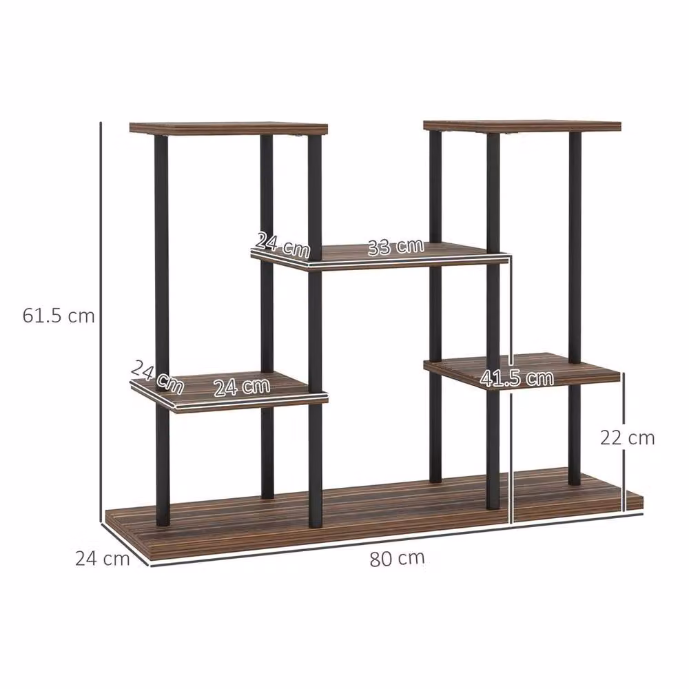 FORGEVIO 4 Tiered Outdoor Wood Plant Stand and Flower Pot Holder in Brown and Multicolour – 2