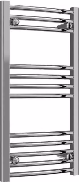 Bathroom Kingdom Capo Chrome Straight Heated Towel Rail in Silver, W: 800 mm, D: 40 mm, H: 400 mm