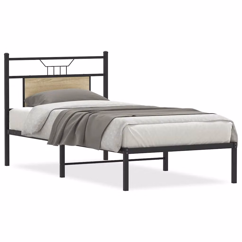 Berkfield Home Single Bed Frame in Sonoma Oak, Brown, W/D/H: 90 x 190 cm – 2