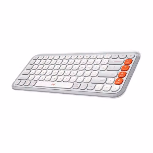 Logitech Pop Icon Keys Wireless Bluetooth Keyboard in Off White and Orange – 1