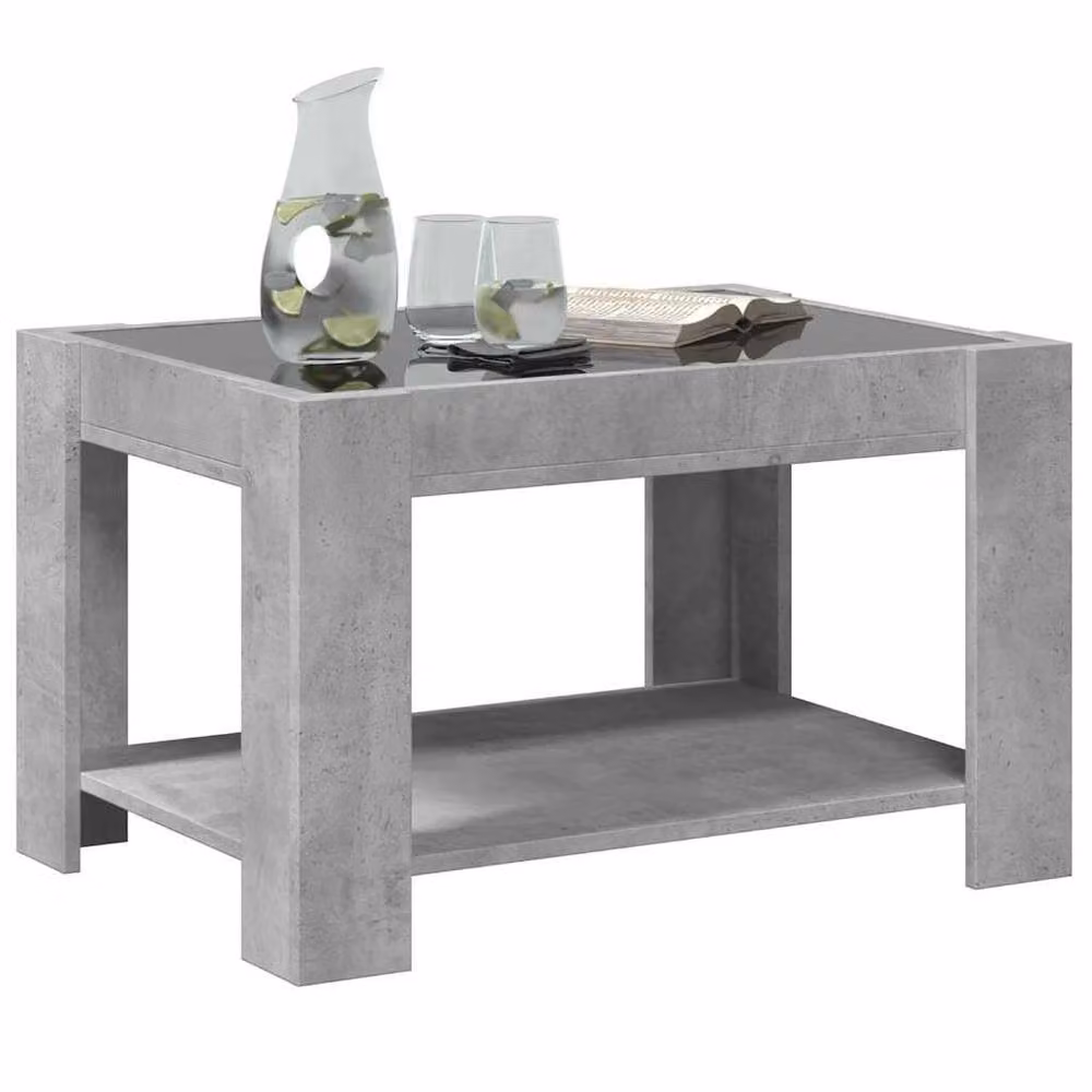 Berkfield Home LED Coffee Table in Concrete Grey, W: 73 cm, D: 53 cm, H: 45 cm – 2