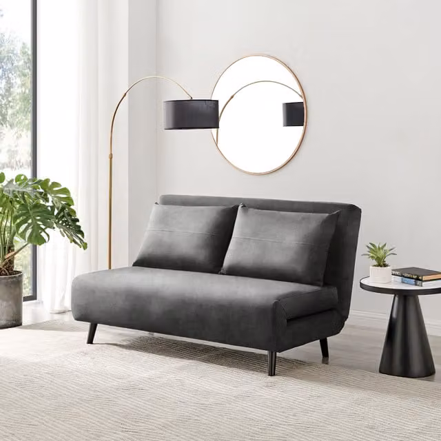 FurnitureboxUK Bobby Grey Velvet Upholstered Double Click Clack Folding Sofa Bed