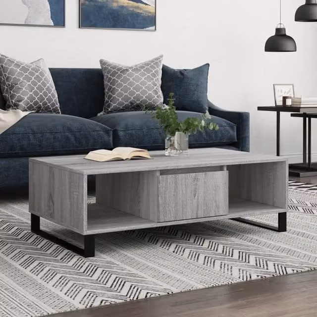 Berkfield Home Grey Sonoma Coffee Table, W: 104 cm, D: 60 cm, H: 35 cm