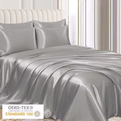 Pamposh Grey Satin Silk Pillowcases, Pack of 4, W/D/H: 50 x 75 x 0 cm with Envelope Closure – 2