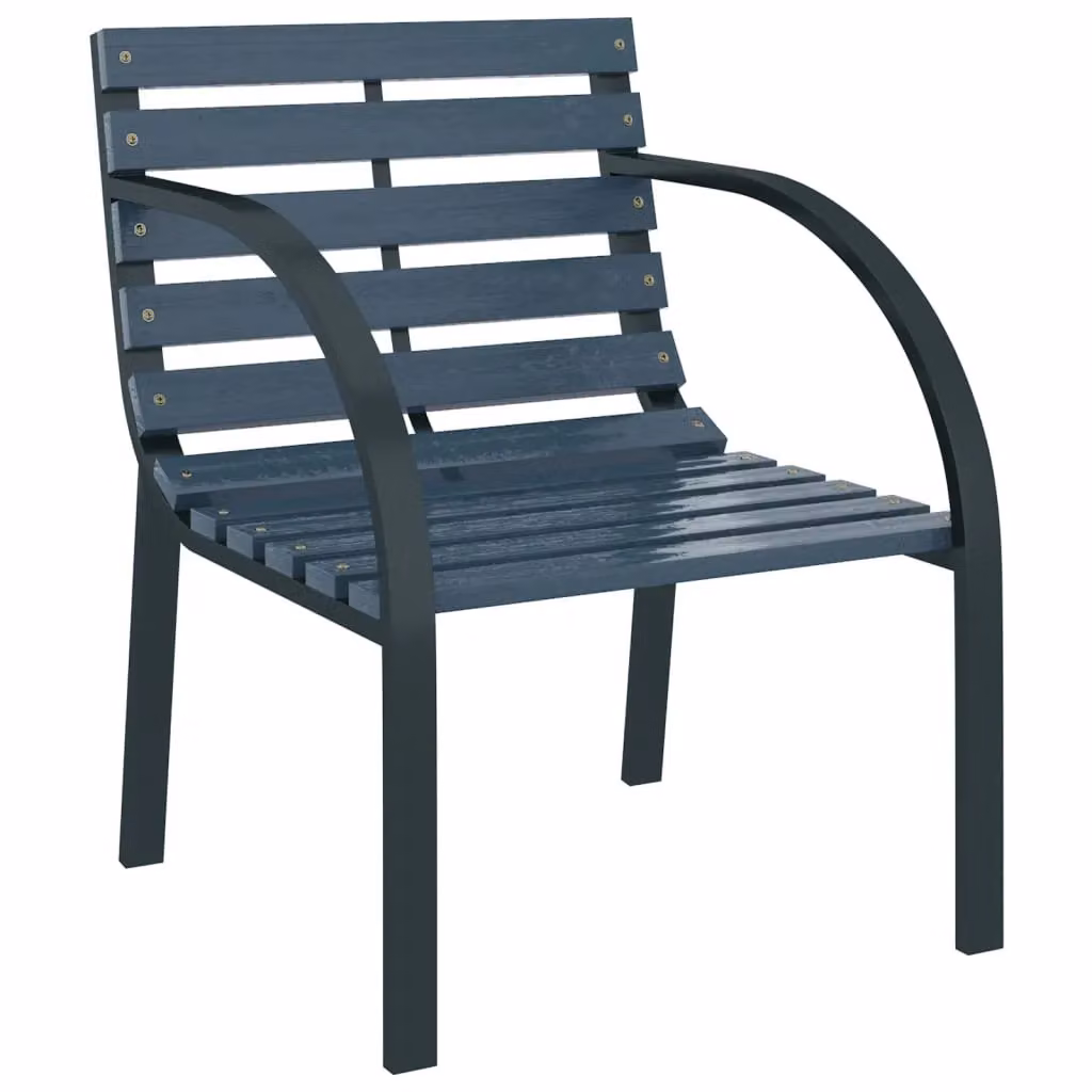 Berkfield Home Set of 2 Grey Wood and Powder Coated Steel Garden Chairs with Armrests – 3
