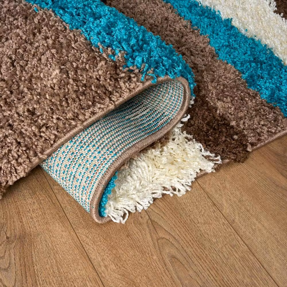 Bravich LTD Abstract Wave Shaggy Area Rug in Teal Multicolour, W: 160 cm, D: 230 cm – 4