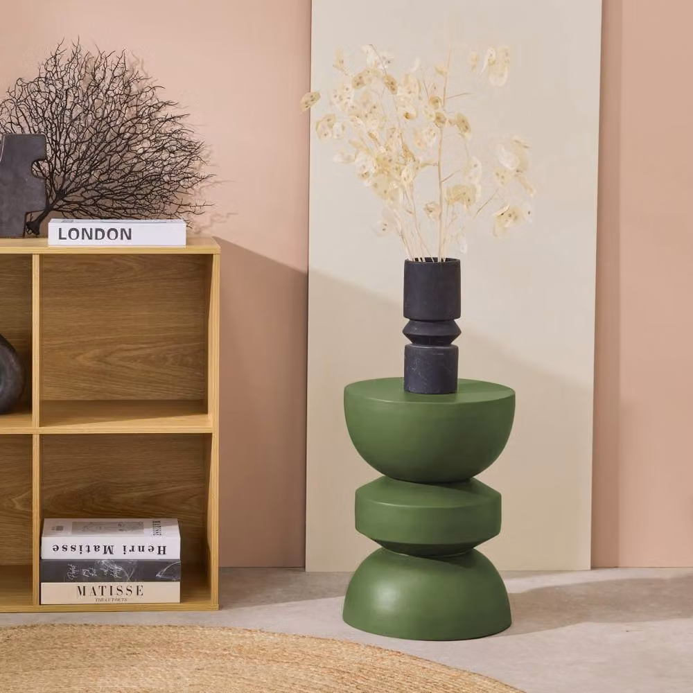 sweeek Metal Side Table in Green, Round Geometric Design, W/D/H: 32.0 x 32.0 x 75.0 cm – 3