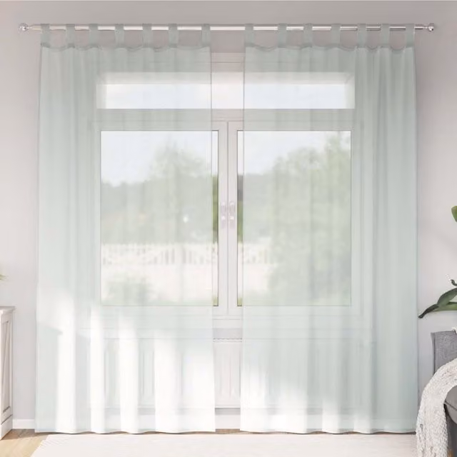 Berkfield Home Grey Voile Fabric Panel Curtains with Rod Pockets, 2 Pack