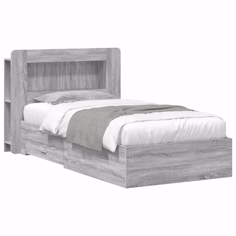 Berkfield Home Grey Sonoma Bed Frame with Storage Drawers, Engineered Wood, W: 80 cm, L: 200 cm – 2