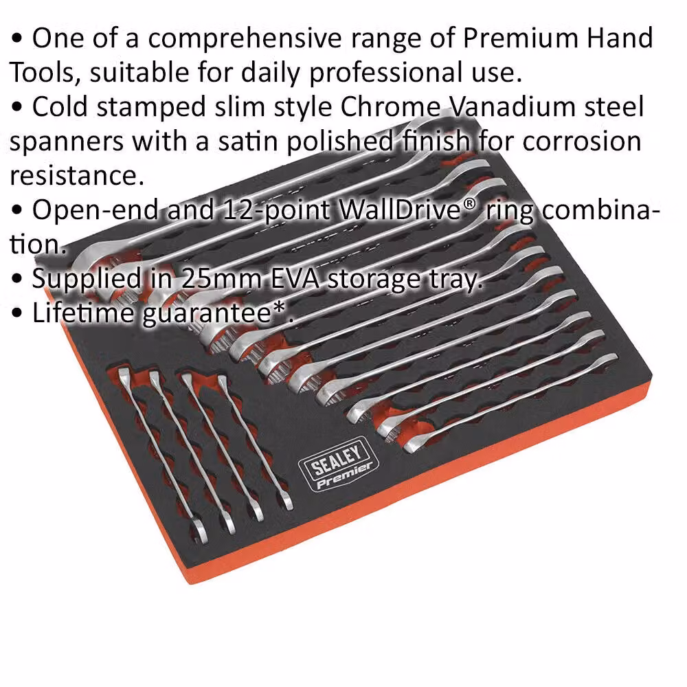 Loops 16pc Slim Handled Combination Spanner Set in Silver and Multicolour Chrome Vanadium Steel – 2