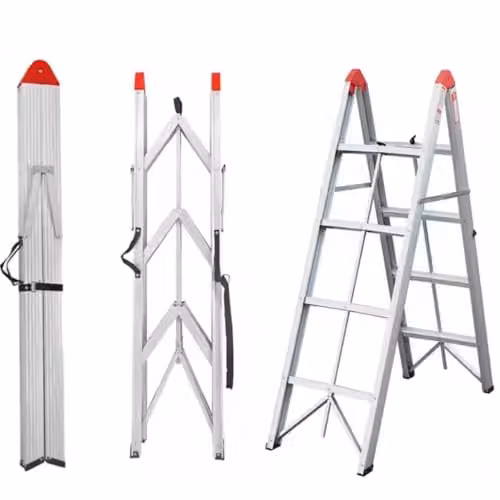 TUFFMATE 4 Treads Aluminium Folding Step Ladder, Silver, 1.4m