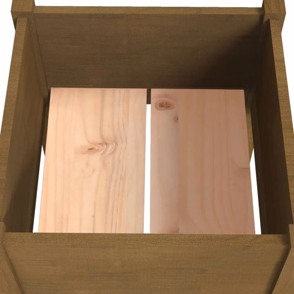 Berkfield Home Set of 2 Rustic Garden Planters in Honey Brown, Solid Pinewood, W/D/H: 50 x 50 x 70 cm – 5