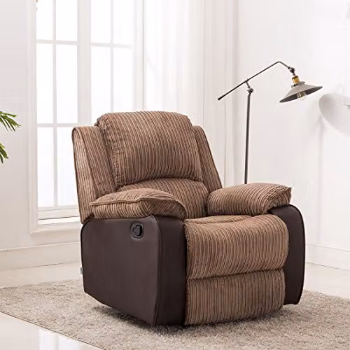 More4Homes Postana Manual Recliner Armchair in Brown Cord Fabric – 2