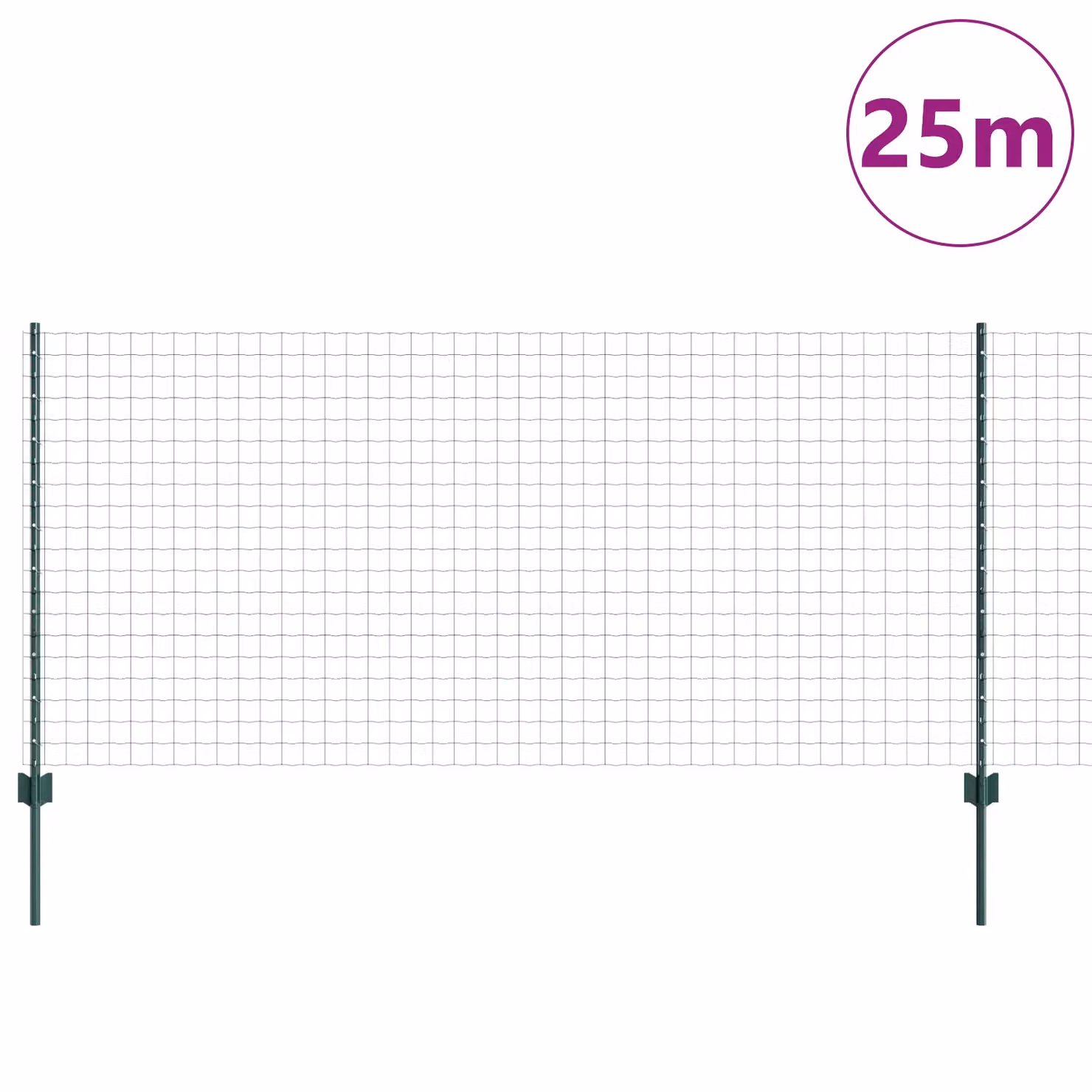 Berkfield Home Euro Fence with 11 U Posts, Green Powder-Coated Steel, W: 25 m, H: 1 m – 2